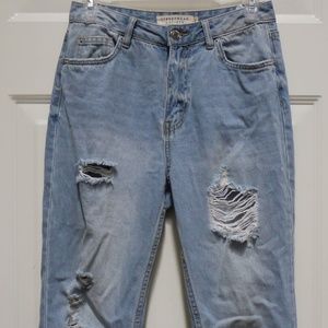 Ripped, light-washed, mom jeans